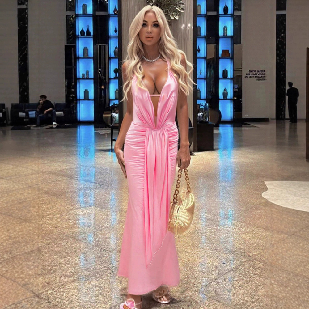 H&M Summer Halter Neck Backless Tie Mermaid Gown Elegant